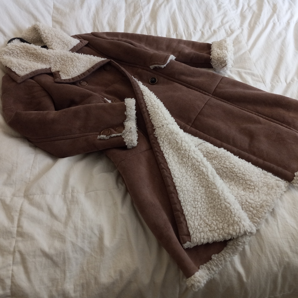 Bebe faux suede long coat XS